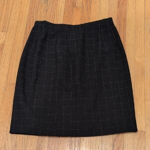 Lord & Taylor Black Grid Pencil Skirt